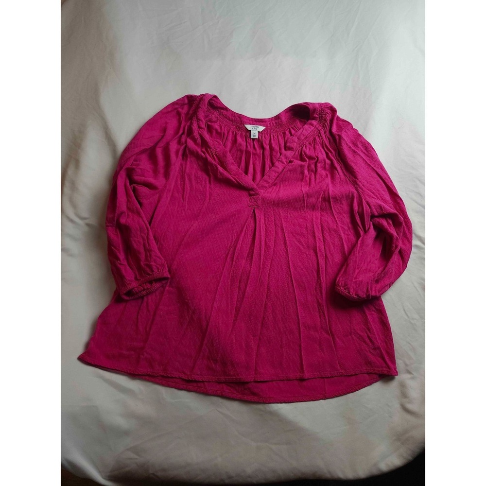 Crown & Ivy Blouse Womens M Pink Boho Feminine Chic Romantic Dopamine Dressing